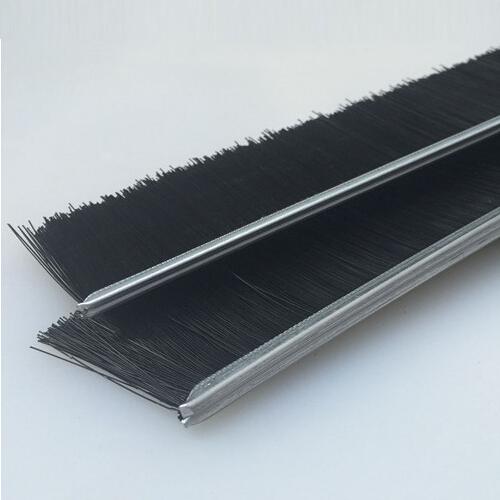 Nylon Bristle Metal Channel Strip Brushes Aluminium Holder For Dust Removal