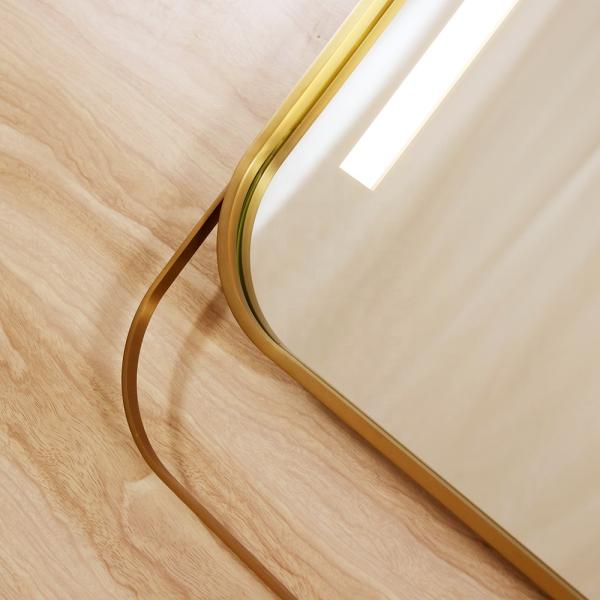 Устойчивый к ржавчине светодиодный металлический зеркало в ванной комнате с круглым углом