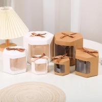 Boîte cadeau hexagonale à ruban blanc, boîte d'emballage cadeau pliable pour bonbons, boîte à gâteaux et bonbons