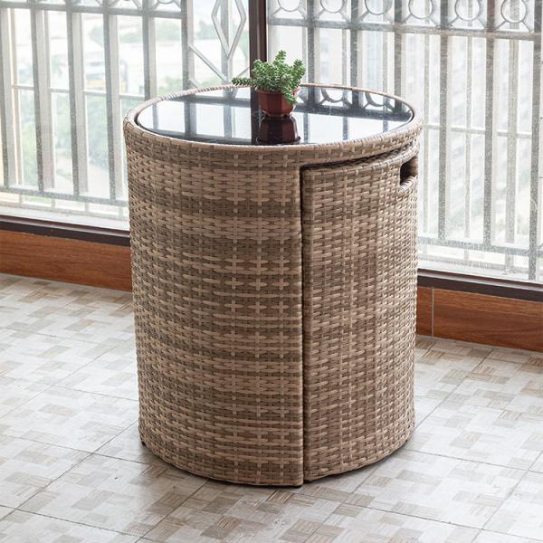 Eco Three Piece Rattan Furniture Waterproof Outdoor Dining Table And Chairs