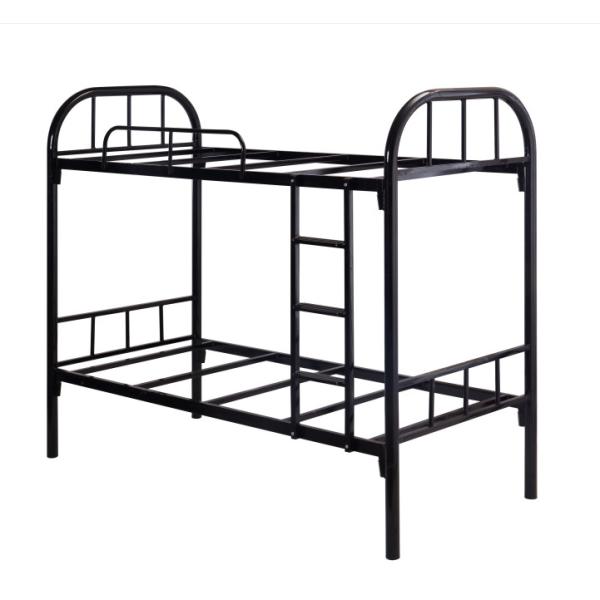 OEM Metal Frame Twin Bunk Beds , Metal Double Decker Bed With Ladder Black