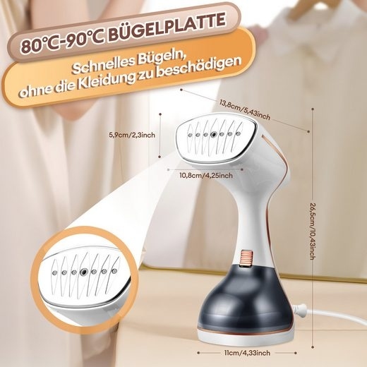 Handheld Garment Steamer for Travel Use, Portable Home Clothes Iron, Wrinkle Remover, Compact Steam Iron with High Power