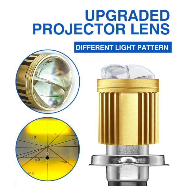 Farol LED de motocicleta H4 HS1 H6 Ba20D Dual Color Branco Amarelo Verdadeiro Luz Alta Baixa AC DC