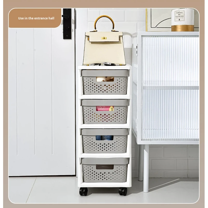 Nordic Movable Plastic 4-Layer Storage Cabinet Drawer-Type Toys Storage Organizer Drawer Cart with Wheels