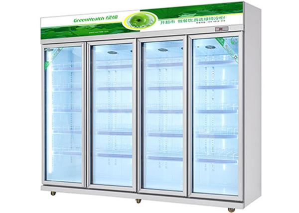 refrigerador comercial da bebida 1260W, refrigerador ereto da exposição da bebida do leite da porta 4 de vidro
