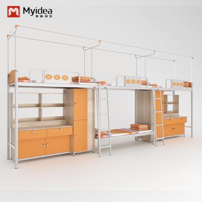 Série laranja moderno apartamento de estudantes multifuncional móveis cama debaixo da mesa