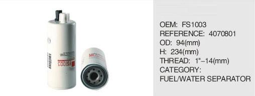 Auto Car Truck Engine Fuel Water Separator Spin-On Filter FS1003 for Truck Engine