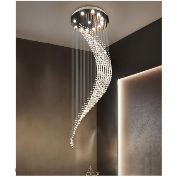 Crystal Modern Chandelier Single Spiral Ladder Foyer Chandelier crystal led pendant lights(WH-NC-34)