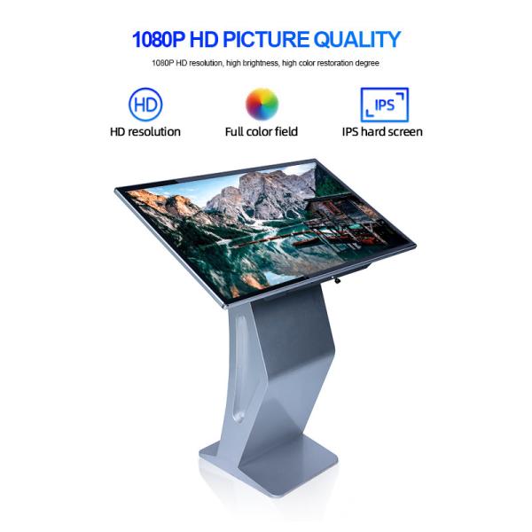 43-65 Inch Floor Standing Self-Service Kiosk with 3840x2160 Resolution, 178° Viewing Angle, and IP54-Rated Casing for Indoor Digital Signage