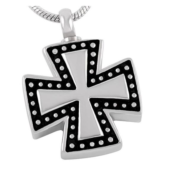 Stainless Steel Maltese Cross Pendant Necklace for Ashes Urn Memorial Keepsake Jewelry