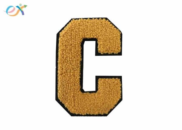 Yellow On Black Chenille 4.25 Varsity Alphabet Patches Ready To Iron On
