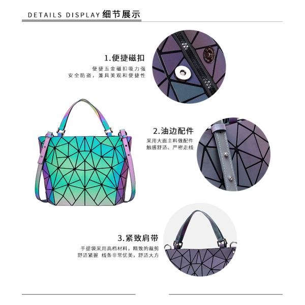 Fashion Geometry Ringer PU Leather Tote Bags Laser Color Changing