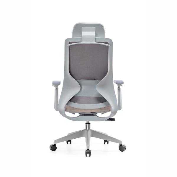 Modern Design Grey Leather Swivel Executive Office Chair with Adjustable Backrest