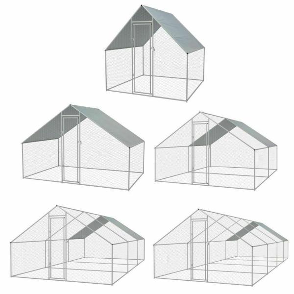 Rust Resistant Galvanized Steel Big Size 8x3m Chicken Run Kennel Outdoor Chicken Cage with Cover