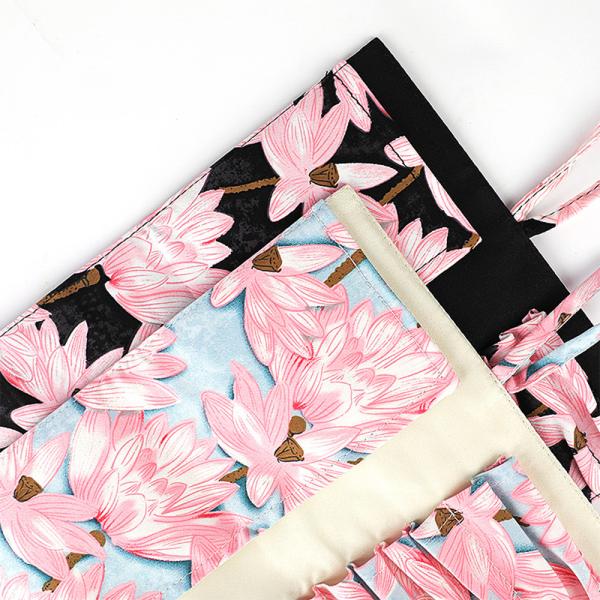 Pink Flower Print Travel Cotton Organizer Cosmetic Bag