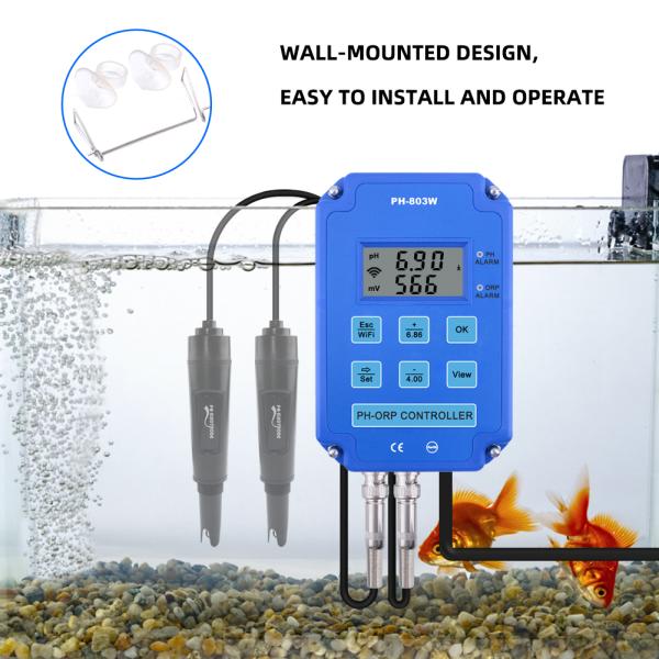 WiFi Output PH ORP Redox Controller with Replaceable BNC Probe and Dual Electrodes for Aquarium Hydroponics