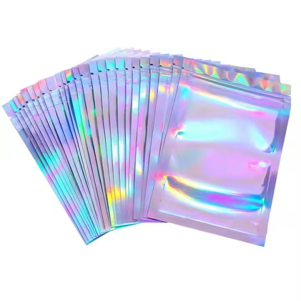 Wholesale Price Reusable Holographic Zip Gravure Printed Transparent Plastic Bags Aluminum Foil Bag