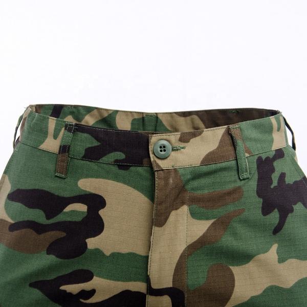 Woven Military Men Tactical Short Pants OEM Waterproof Woodland Camo