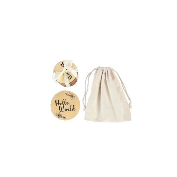 Discos mensuales de color personalizados para bebés de alta calidad Superficie lisa y resistente al agua de 5 mm de grosor Discos de tarjetas de madera de pliegue