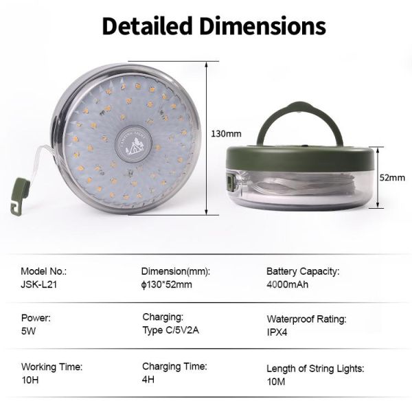 LED Light Source Rechargeable Camping Lantern 4.2V Featuring Dynamic Modes and RGB Color Temperature Outdoor Camping Light