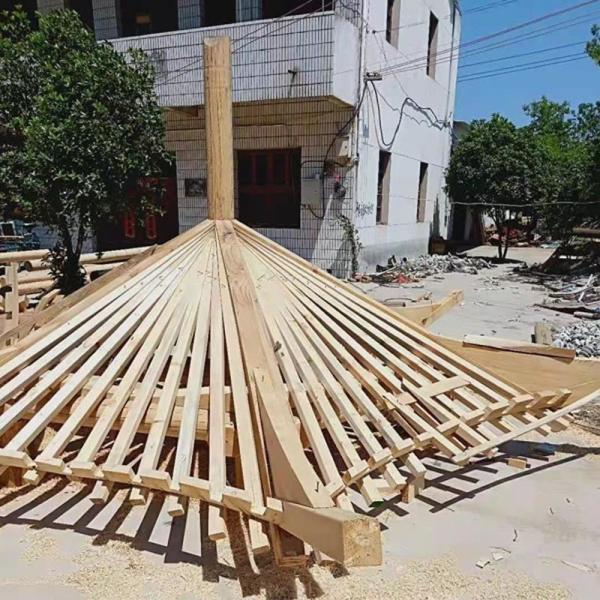 Handmade китайское газебо павильона 2.8m стиля подлинное на открытом воздухе деревянное