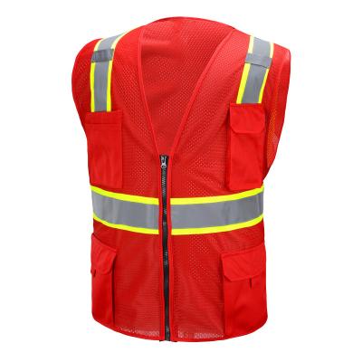 Red Custom High Vis Vest Polyester Hi Vis Security Vest