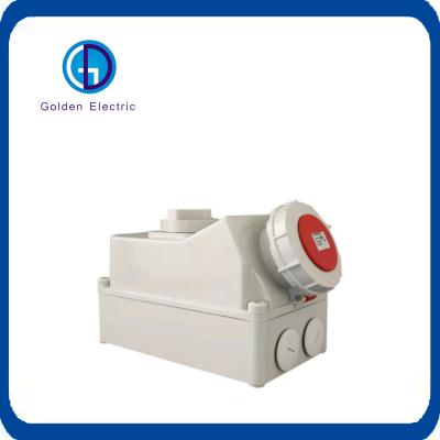 White IP67 63A Interlocked Socket Customization Small Size With Switch 3pins