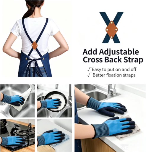 Aprons for Men Women with Oversized Pockets, 16-Ounce Cotton Canvas Cross Back Heavy Duty Work Apron Tool Apron (Navy Blue)