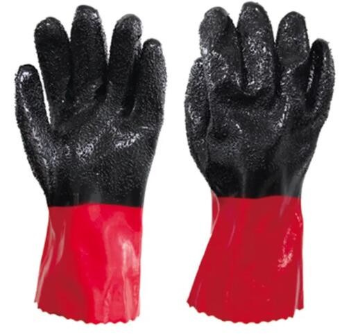 OEM Red Black PVC Dipped Gloves 30cm PVC Coated Insulated Gloves