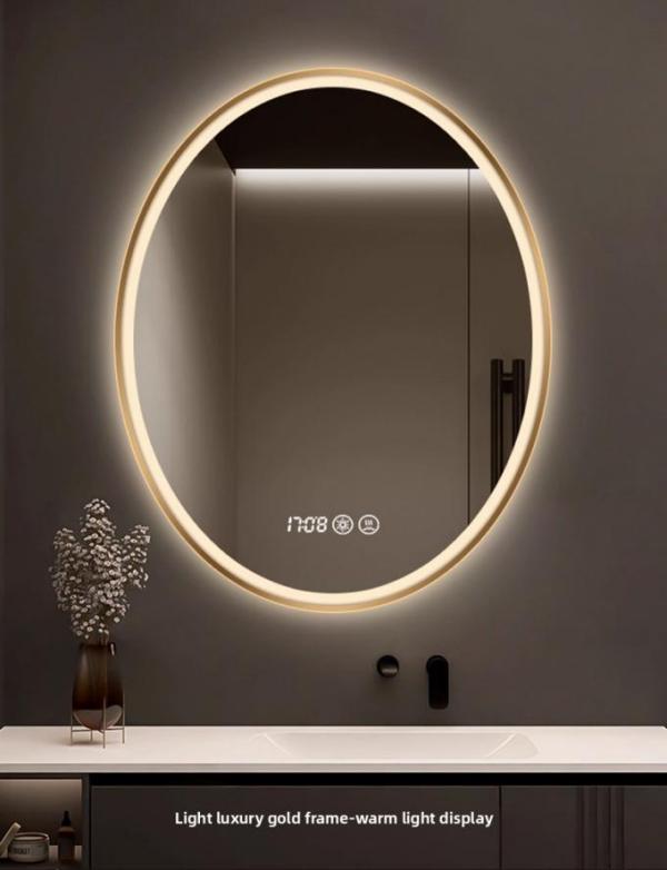 Modern Luxury Smart LED Vanity Mirror Oval Framed with Touch Switch Wall-Mounted Makeup Mirror for Salon Hotel Apartment