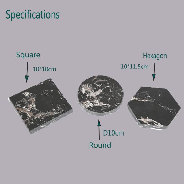 Marble Coasters Round Square Hexagon Marble Drinking Set With Polisher For Cups For Your Drinks Collection