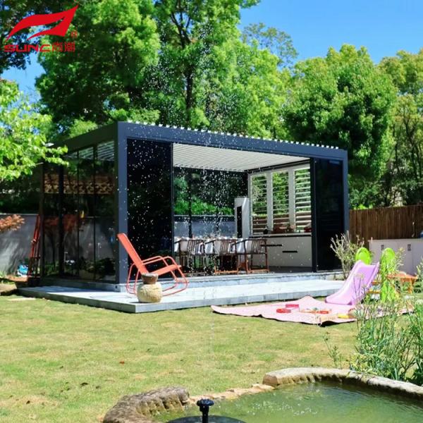 Customized Size Motorized Aluminum Pergola Remote Control and Smart Home Integration for Waterproof Windproof Feature