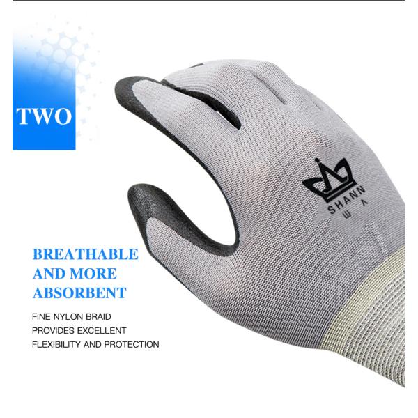 Flexible and Protective Heavy Duty Nylon Rubber Coated Work Gloves for Hand Protection