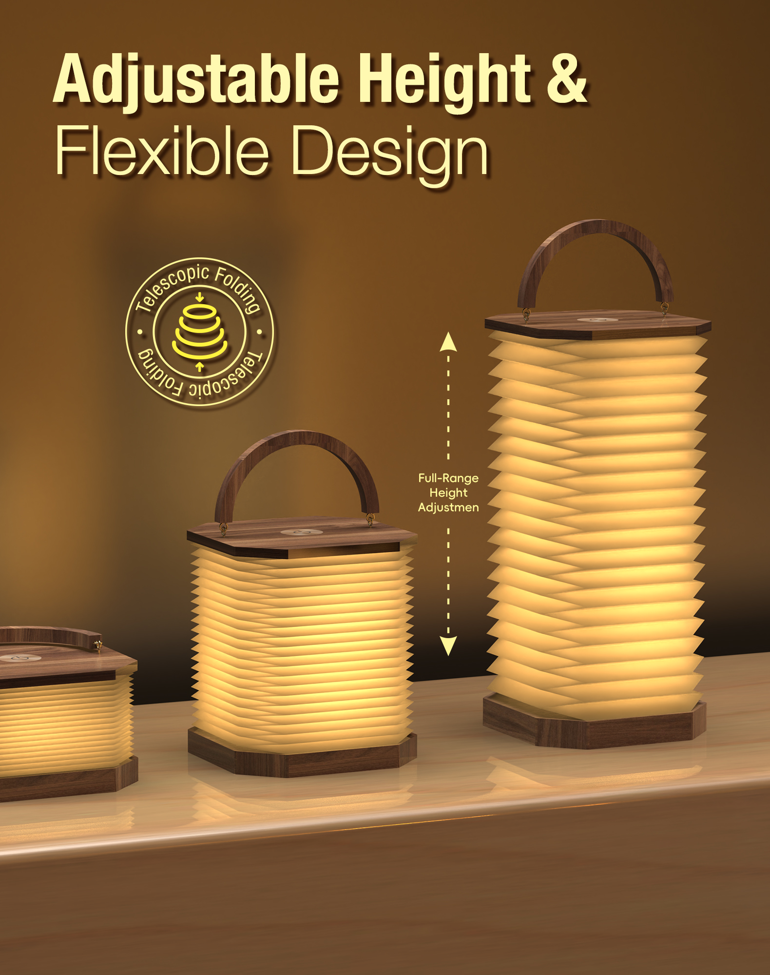 ODM Gingko Smart Accordion Floor Lamp Wooden LED Reading Light For Bedroom