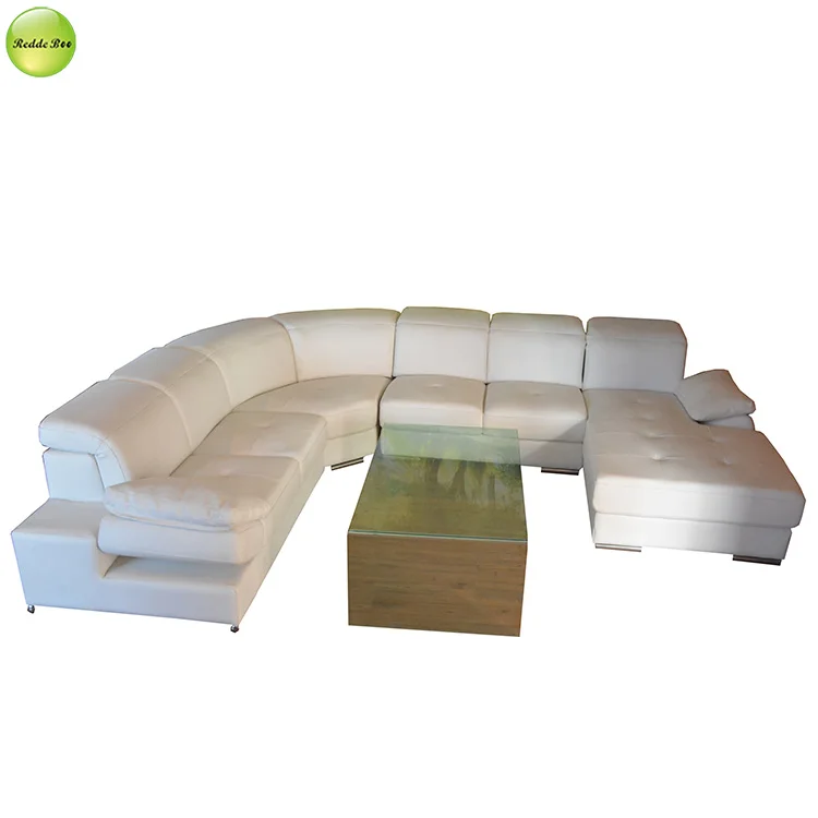 Huge Sectional Top Grain Plush Leather Sofa Couch Recliner Curved Backrest