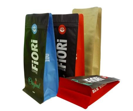 Food Grade Laminated Material PET Side Gusset Custom Logo Zipper Bag For Coffee Packing