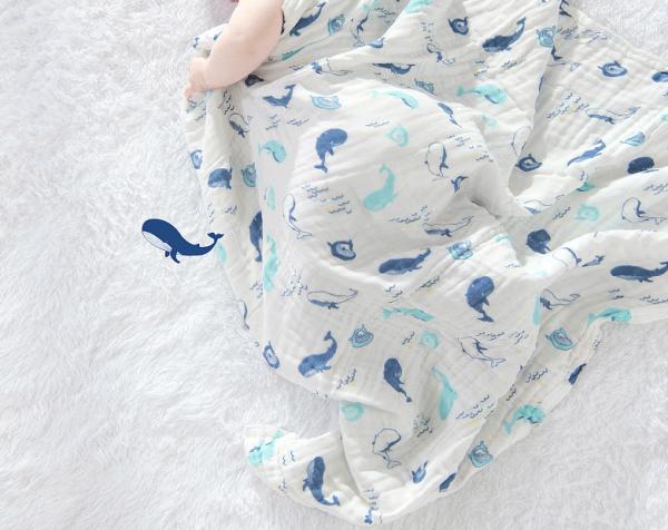 seis camadas de 110X110 40S imprimiram a toalha da saliva de Gauze Fabric do algodão para bebês