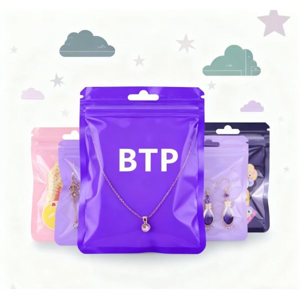 Three-seal Coloured Transparent Plastic Zip Lock Bag Sachet Jewelry & Watch Packaging Reseal Bags with Recycled Materials