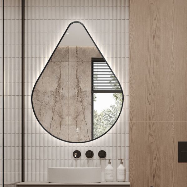 Teardrop LED Bathroom Mirror , LED Backlit Bathroom Vanity Mirror Wall Mounted