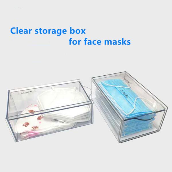 21.5cm PMMA Household Storage Bins Extra Large Plastic Storage Containers With Lids For Face Masks