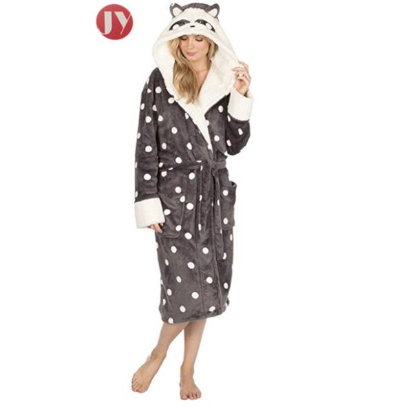 Funny Design Animal Hooded Bathrobe Fluffy For Girls Cartoon Character Embroidery