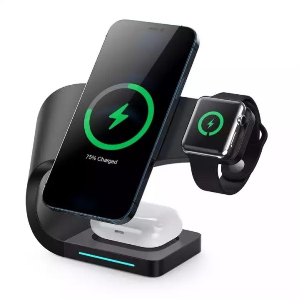 15W Fast For Wireless Phone Charger 4 In 1 Magnetic Stand Station Mobile Phones