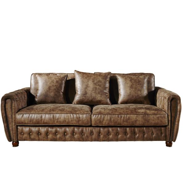 Soft Vintage Fabric 2 Seater Leather Sofa Durable Linen For Living Room