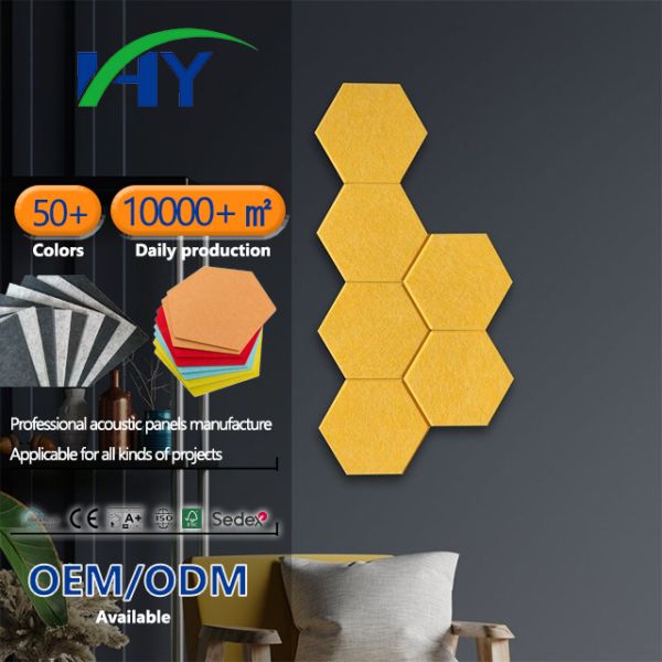 Wall Decoration Aesthetic Hexagonal Acoustic Panels Sound Absorption For Home