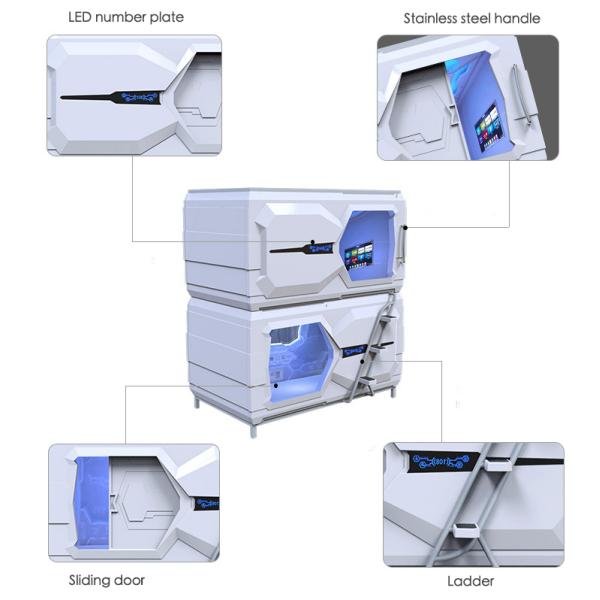 White Space Capsule Bed / Horizontal Bunk Beds Anti - Theft Security Lock