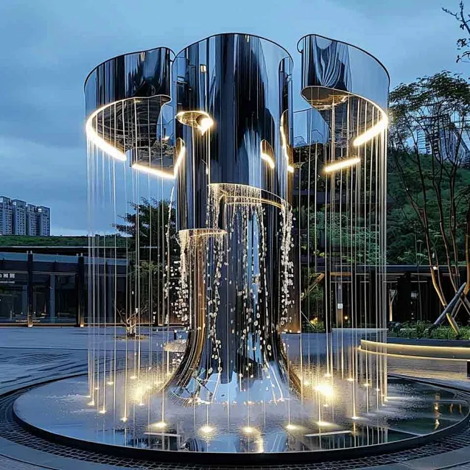 Contemporary Fountain Sculpture Designed to Complement Urban Architecture and Landscape Design Providing Artistic Water Features