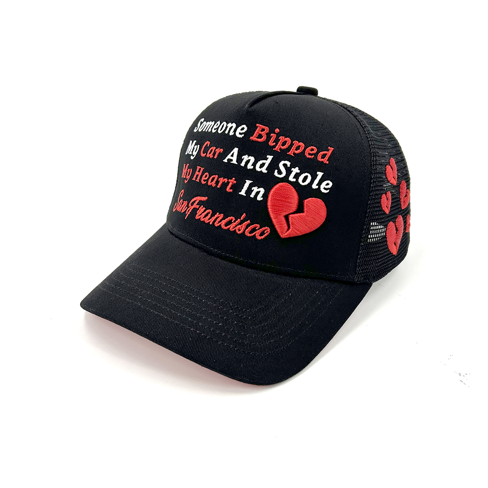 Cotton Mesh 5 Panel Trucker Cap Embroidered Baseball Custom Snapback Cap
