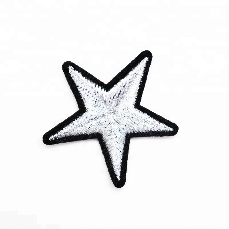 Wholesale Silver Metallic Embroidered Star Patches