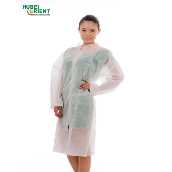 単一の使用ジッパーが付いている医学22gsm Nonwoven実験室のコート