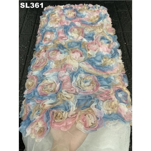 Swell 3d Flower Tulle Net Bridal Lace Fabric for 50/52 Width and Customizable Color